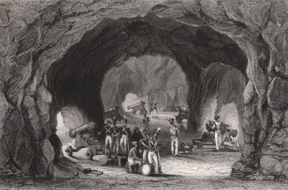 St. George's Hall, Gibraltar 1840 old antique vintage print picture